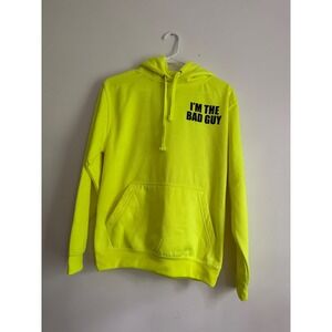 Just Hoods Billie Eilish Bad Guy Duh Neon Yellow Hoodie Small JH004 Streetwear